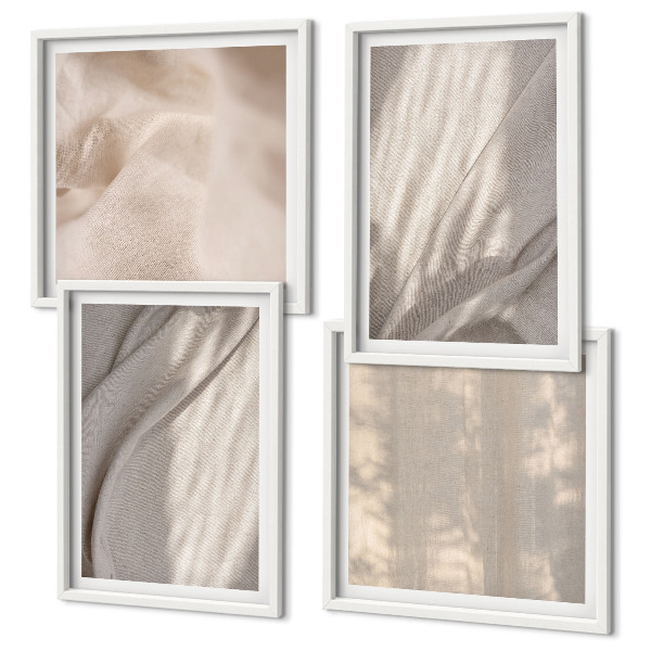 Zarámovaný set obrazov Detailný záber na prírodné boho látky