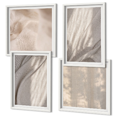 Zarámovaný set obrazov Detailný záber na prírodné boho látky