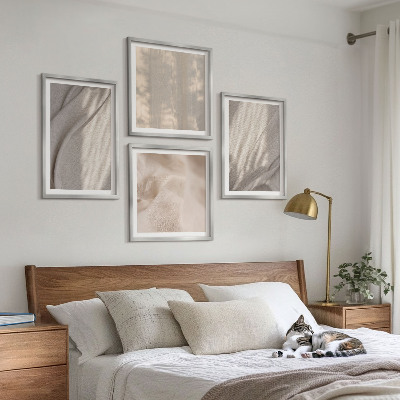 Zarámovaný set obrazov Detailný záber na prírodné boho látky