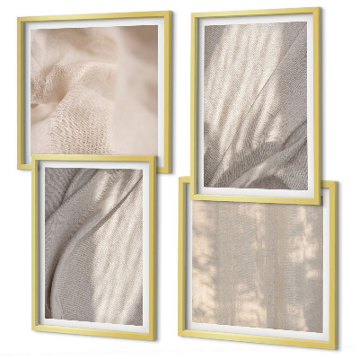 Zarámovaný set obrazov Detailný záber na prírodné boho látky