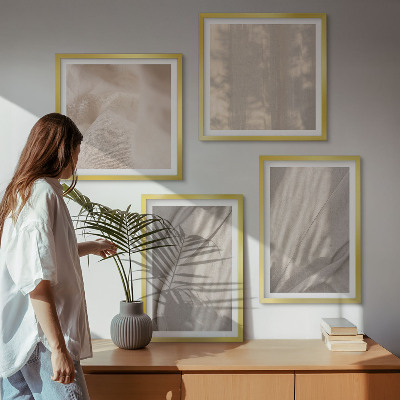 Zarámovaný set obrazov Detailný záber na prírodné boho látky
