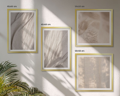 Zarámovaný set obrazov Detailný záber na prírodné boho látky