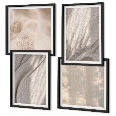 Zarámovaný set obrazov Detailný záber na prírodné boho látky
