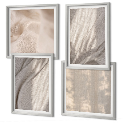Zarámovaný set obrazov Detailný záber na prírodné boho látky
