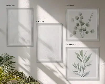 Dekoratívna sada obrazov pastelové vetvičky s mramorovou štruktúrou