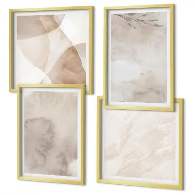Akvarelové obrazy s boho textúrou zarámovaný set