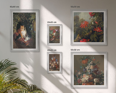 Galéria obrazov na stenu Kvetinové mačky v vintage štýle