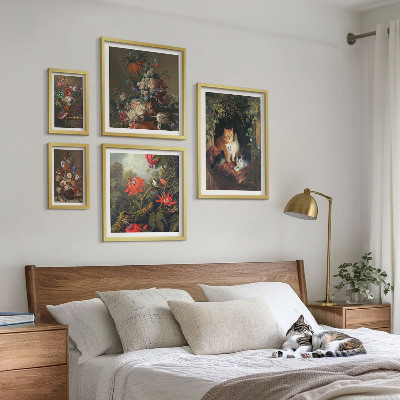 Galéria obrazov na stenu Kvetinové mačky v vintage štýle