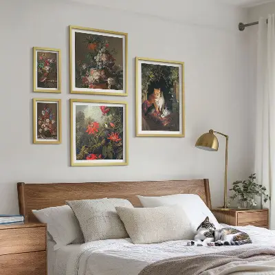 Obraz na stenu kvetinové mačky vo vintage štýle