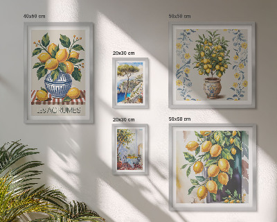 Sada obrazov nad pohovku Citrus v stredomorskom štýle