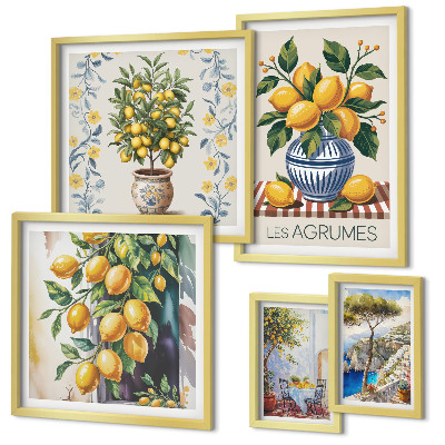 Sada obrazov nad pohovku Citrus v stredomorskom štýle