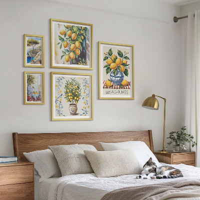 Sada obrazov nad pohovku Citrus v stredomorskom štýle
