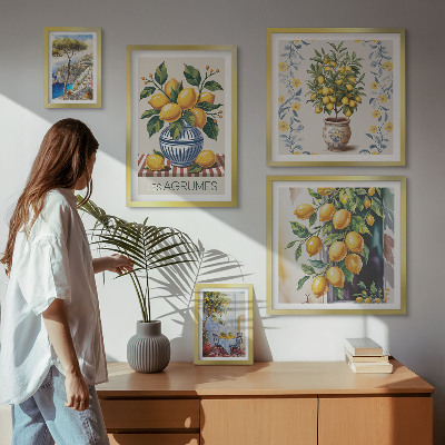 Sada obrazov nad pohovku Citrus v stredomorskom štýle