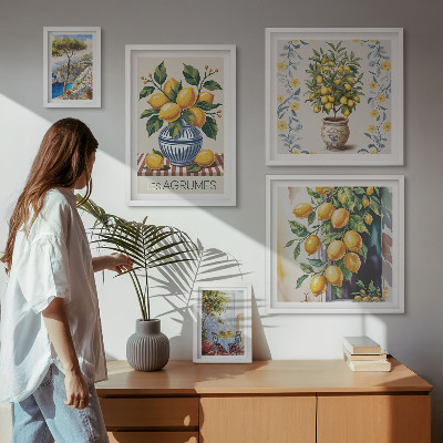 Sada obrazov nad pohovku Citrus v stredomorskom štýle
