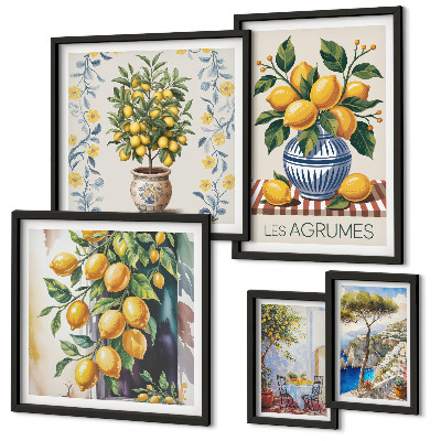 Sada obrazov nad pohovku Citrus v stredomorskom štýle