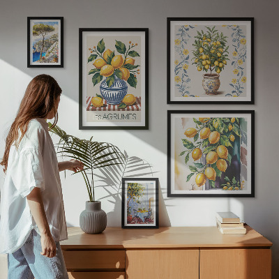 Sada obrazov nad pohovku Citrus v stredomorskom štýle