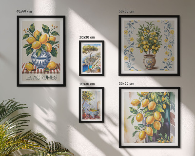 Sada obrazov nad pohovku Citrus v stredomorskom štýle