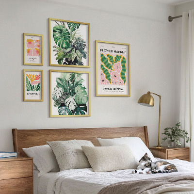 Sada obrazov nad pohovku Rastlinné motívy boho kvety