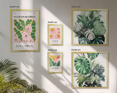 Sada obrazov nad pohovku s rastlinnými motívmi boho kvetov