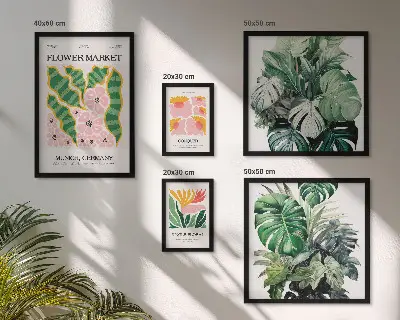 Sada obrazov nad pohovku s rastlinnými motívmi boho kvetov
