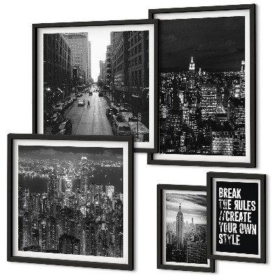 Sada obrazov nad pohovku Čiernobiele výhľady na New York