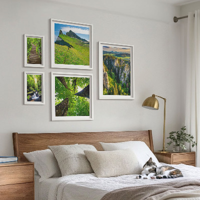 Sada obrazov nad pohovku Zelené krajiny, prírodné chodníky