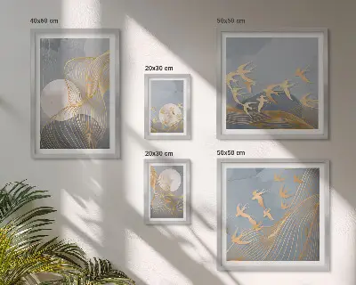Abstraktné vlny a vtáky galéria obrazov na stenu