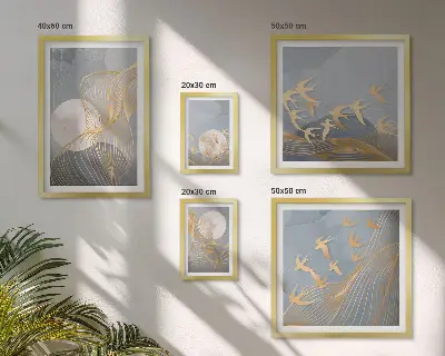 Abstraktné vlny a vtáky galéria obrazov na stenu