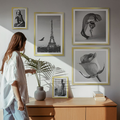 Sada obrazov nad pohovku Štýlový čiernobiely Paríž