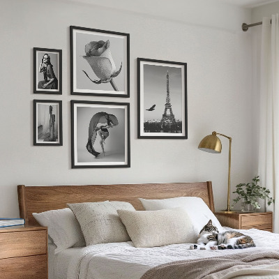 Sada obrazov nad pohovku Štýlový čiernobiely Paríž