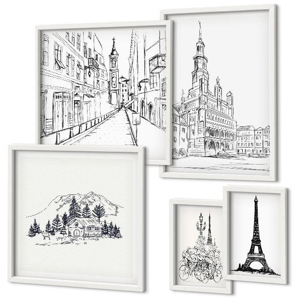 Galéria obrazov na stenu Štýlové architektonické ilustrácie