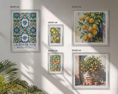 Galéria obrazov na stenu s motívom talianskych citrusov v štýle Amalfi