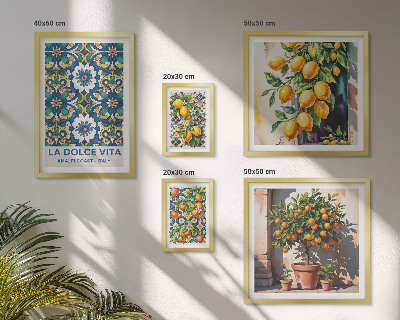 Galéria obrazov na stenu Talianske citrusové dekorácie v štýle Amalfi
