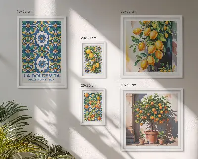 Galéria obrazov na stenu s motívom talianskych citrusov v štýle Amalfi