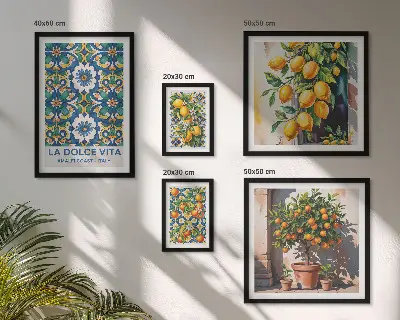 Galéria obrazov na stenu s motívom talianskych citrusov v štýle Amalfi