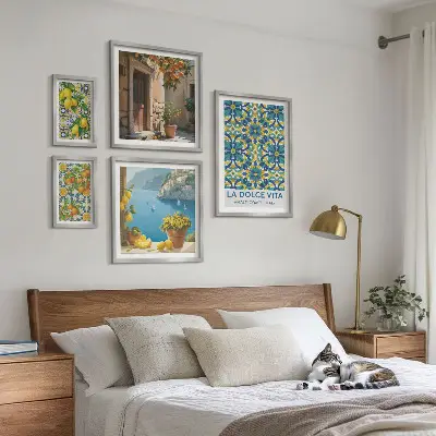 Sada obrazov nad pohovku Talianske citrusové kvety Amalfi sada obrazov nad pohovku s motívom talianskych citrusových kvetov z Amalfi