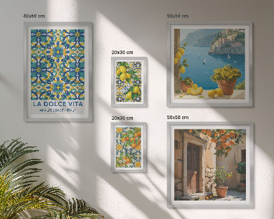 Sada obrazov nad pohovku Talianske citrusové kvety Amalfi
