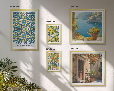 Sada obrazov nad pohovku Talianske citrusové kvety Amalfi