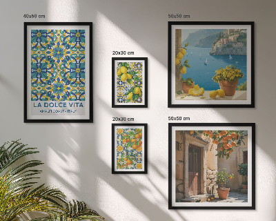 Sada obrazov nad pohovku Talianske citrusové kvety Amalfi
