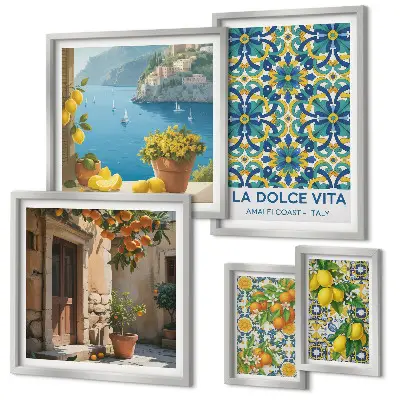 Sada obrazov nad pohovku Talianske citrusové kvety Amalfi sada obrazov nad pohovku s motívom talianskych citrusových kvetov z Amalfi