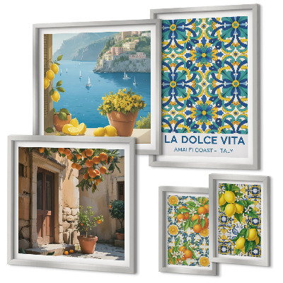 Sada obrazov nad pohovku Talianske citrusové kvety Amalfi