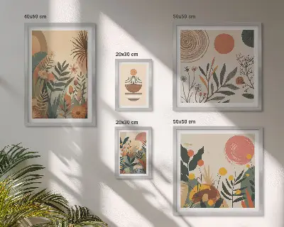 Abstraktné boho rastlinné motívy galéria obrazov na stenu