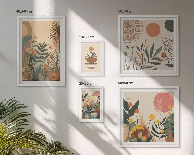 Abstraktné boho rastlinné motívy galéria obrazov na stenu