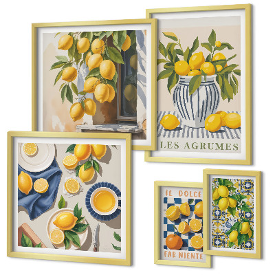 Sada obrazov nad pohovku Citrusové provensálske dekorácie