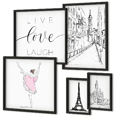 Sada obrazov nad pohovku v štýle parížskych inšpirácií