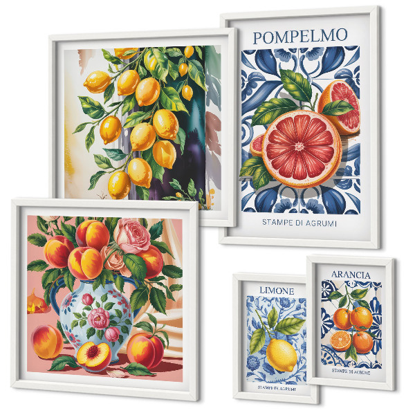 Sada obrazov nad pohovku Slnečný vintage citrus