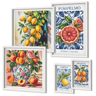 Sada obrazov nad pohovku Slnečný vintage citrus