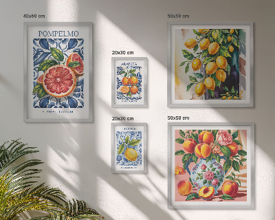 Sada obrazov nad pohovku Slnečný vintage citrus