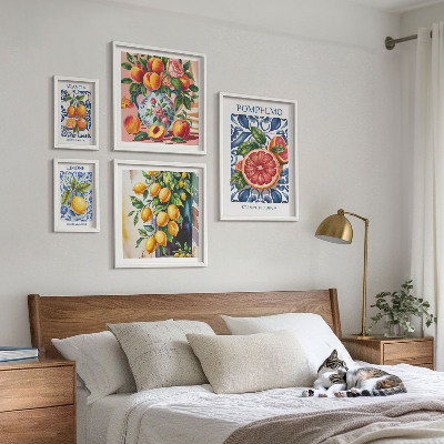 Sada obrazov nad pohovku Slnečný vintage citrus