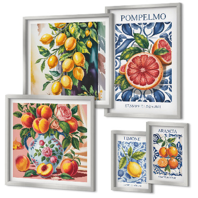 Sada obrazov nad pohovku Slnečný vintage citrus